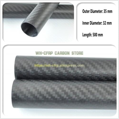 35mm ODx 32mm ID Carbon Fiber Tube 3k 500MM Long (Roll Wrapped) carbon pipe , with 100% full carbon, Japan 3k improve material