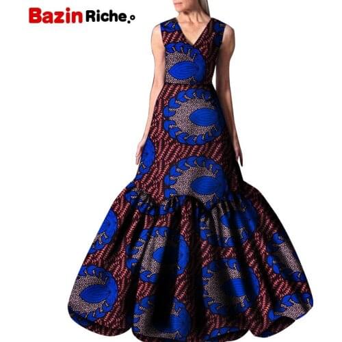 African Dresses for Women Clothes Patterns Ankara Dashiki Print Floor-length Long Party Plus Size Clothing WY5269