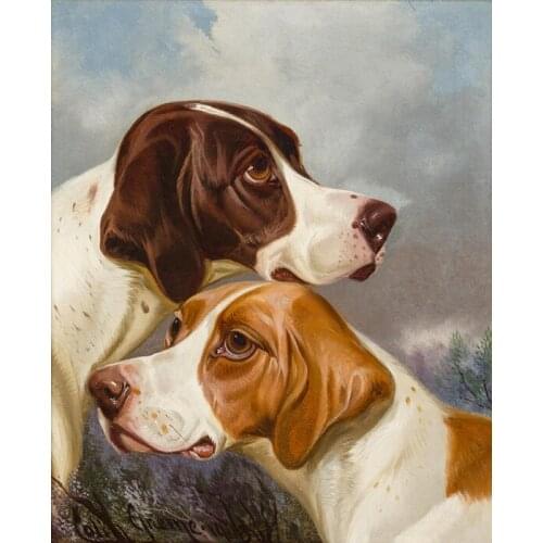 Free shipping classical animal tow dogs oil painting canvas painting prints printed on canvas wall art decoration pictures