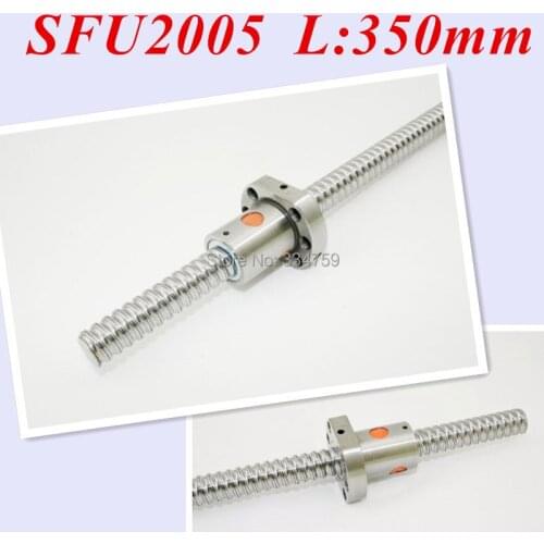 Free Shipping SFU2005 RM2005 350mm Rolled Ball Screw with single ballnut end machining for BK/BF15 XYZ CNC parts