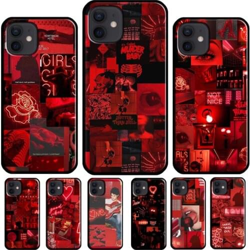 Red Aesthetic Collage Soft Phone Case For iPhone 12 11 Pro Max 5S 6S 7 8 Plus SE 2020 XR X XS Max Back Cover