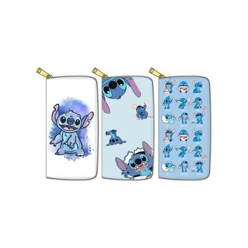 Disney Stitch children coin bag cartoon Card Holder PU long Zipper Wallet Girl Boy Cartoon Card Holder Clutch