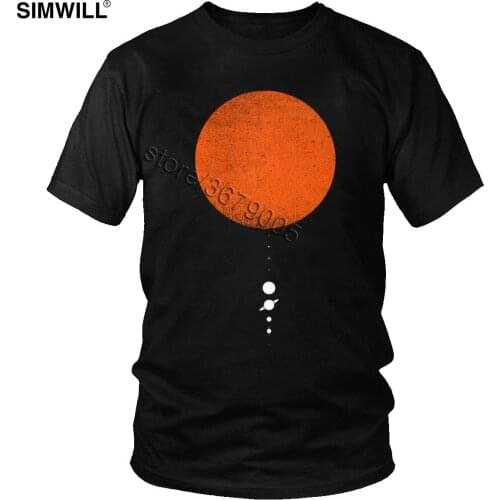 Urban Minimal Solar System T Shirt Mens Print Short Sleeve Cotton Tees Top Leisure Space Astronomy Science Mars Planets T-shirt