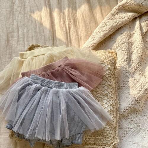 2021 Girls Ribbed Cotton Shorts Baby Girl Summer Mesh Pants Kids Clothes Children Short Pants Trousers Ruffle Shorts Baby Pants