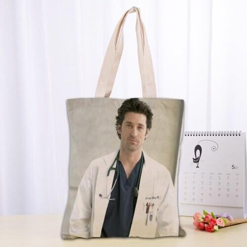 Custom Patrick Dempsey Tote Bag Popular Foldable Shopping Bag Reusable Eco Large Unisex Canvas Fabric Shoulder Bag Tote