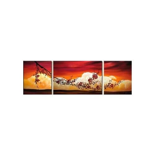 3 piece Hand Painted Oil Painting Landscape Before The Rains III-Modern Canvas Wall Art-Landscape Wall Pictures for Living Rooms