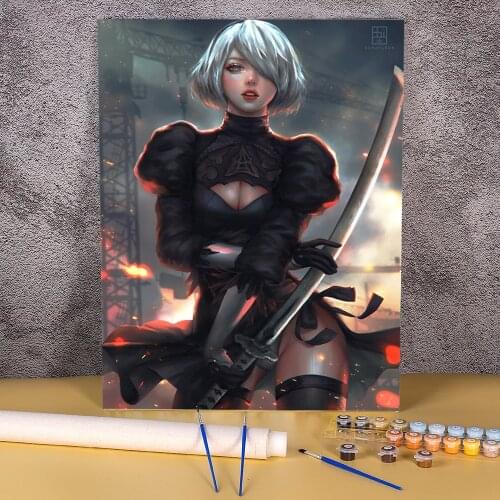 Cartoon Girl Woman DIY Painting By Numbers Set Oil Paints 40*50 Canvas Painting Home Decoration For Adults For Drawing Art