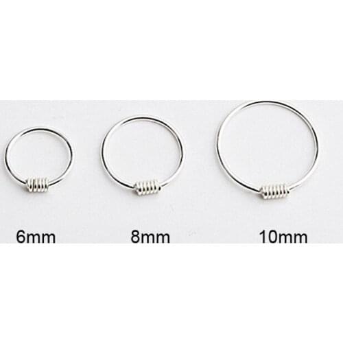 Real 925 sterling Silver Nose ring tragus helix cartilage nose piercing jewelry 6mm 8mm 10mm