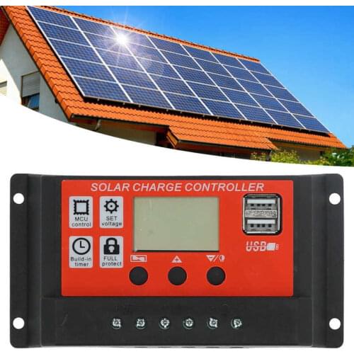 DC 12V 24V 10A 20A 30A PWM Solar Panel Controller Intelligent With LCD Display MPPT Battery Regulator Photovoltaic Module Access