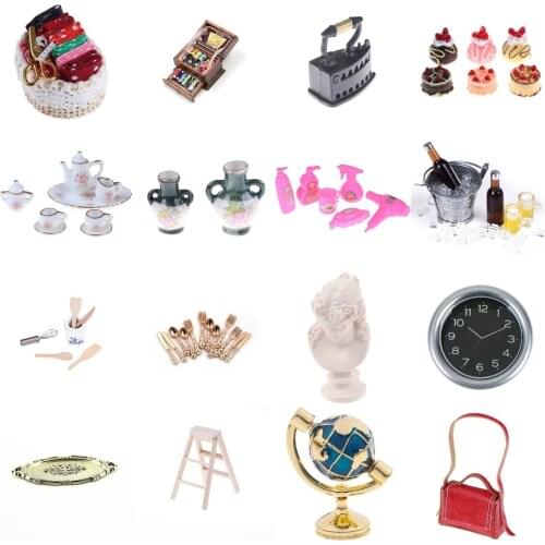 Cloth Basket Electric Iron Laptop Vase Cream Cakes Kitchenware For Dollhouse Furniture Toys Doll House Decoration Accessories