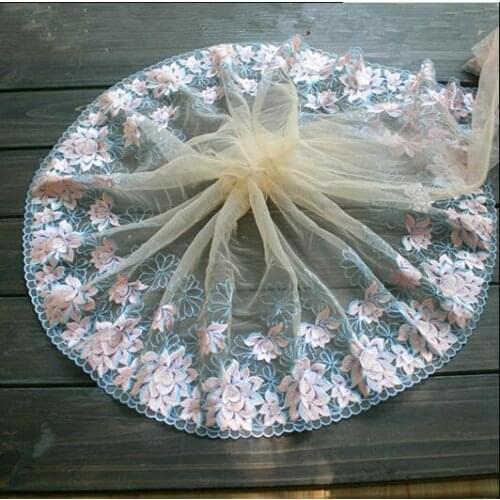 1 Meter Apricot Pink Lace Fabric Beautiful Flower Venise Lace Trim Sewing Craft Embroidered Lace For Sewing Decoration 19cm