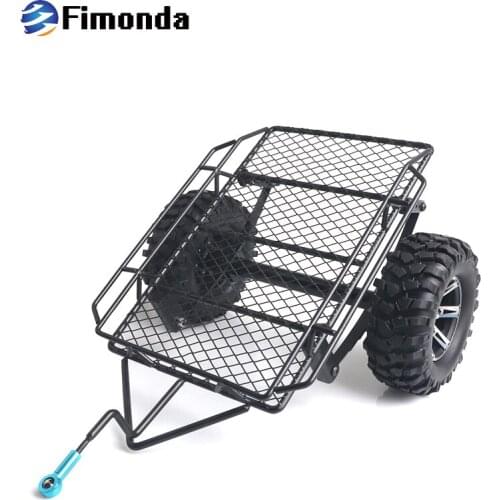 RC Car Truck Hauler Metal Hitch Mount Trailer for 1/10 RC Crawler Axial SCX10 90046 Traxxas TRX4 Tamiya CC01 RC4WD D90 D110 TF2
