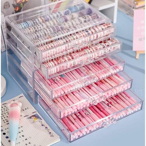 Multifunctional Desktop Organizer Pen Holder Tape Storage Box Makeup Storage Box School Office Accessories Stationery