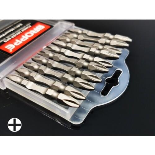 10Pcs Set Strong Torque Philips Screwdriver Drill Bits Magnetic 1/4" Hex Shank 65MM Hand Tool Sets