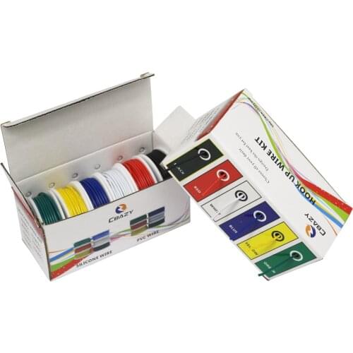 CBAZ 28 AWG 1007 Hook up Wire Kit (Stranded Wire Kit) 28 Gauge 6 colors 32.8 feet Each Electrical Wire 60m
