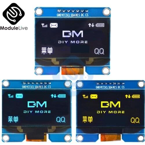 New diymore SPD03017PIN 1.54" OLED LCD Display Module SSD1309 SPI I2C Interface 12864 OLED Screen 3.3-5V for Arduino AVR STM32
