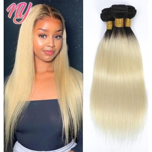 NY Straight Ombre Bundles 1B/613 Blonde Human Hair Weave Colored Bundle for Black Women long cheap Bundle Real Raw Remy Hair