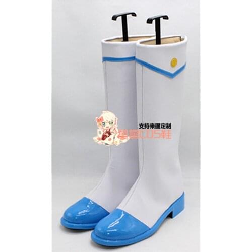 LoveLive! Love Live Sunshine!! Jumping Heart Blue Long Cosplay Shoes Boots X002