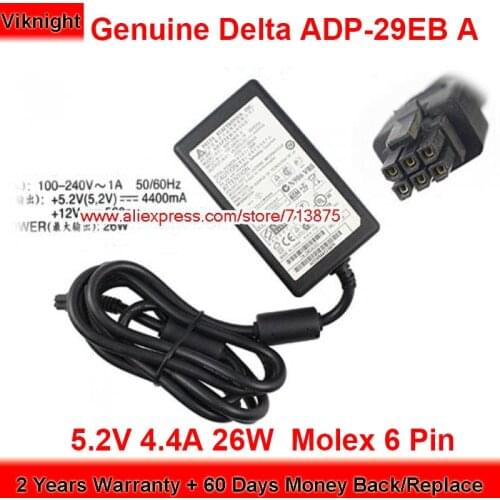 Genuine Delta ADP-29EB A AC/DC Adapter 5.2V 4.4A for 800 SYSTEM Molex 6 Pin Power Supply