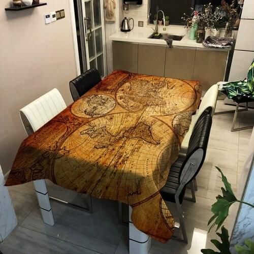 Hotel Table Cloth Rectangular World Map Waterproof Tea Table Cloth Table Cloth
