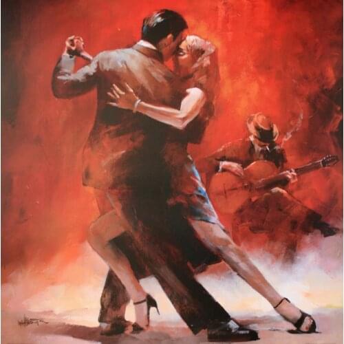 Contemporary modern art oil painting argentin Tango romantic atmossphere Willem Haenraets Canvas 100% handmade High quality