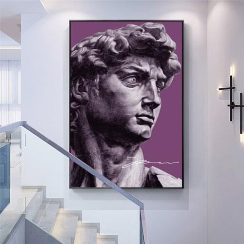 Modern Art Home Decor Classic Gray David Statue Wall Art Painting On Canvas Poster And Prints Sculpture Picture For Living Room