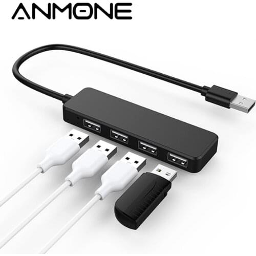 ANMONE 4-Port USB 2.0 Ultra Slim Data Hub Laptop USB Cable Splitter For Xiaomi Samsung USB HAB Computer Accessories