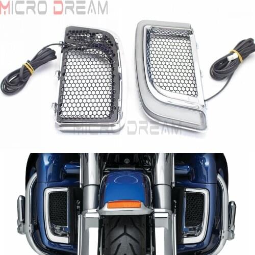 Motorcycle LED Fairing Lower Grills Turn Signal Light for Harley Touring Electra Glide Ultra Classic Street Glide FLHTCU FLHTKSE