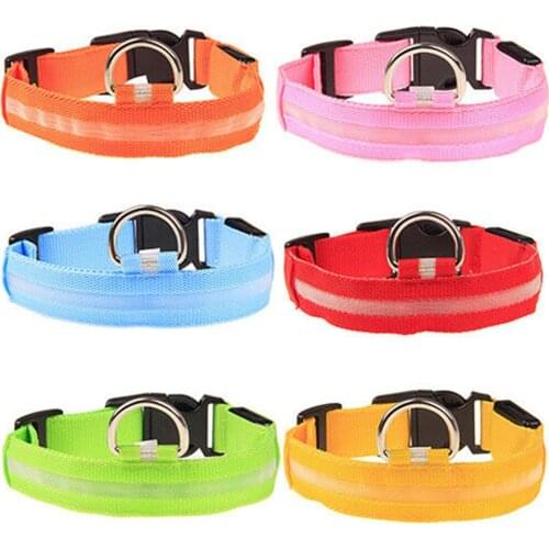 LED Pet Dog Cats Collar Night Flashing Glow In The Dark Puppy Pet Dog Leash