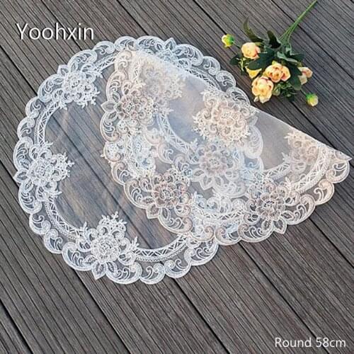 Europe lace round embroidery table place mat cloth pad cup coaster placemat tea doily kitchen Christmas wedding decor tableware