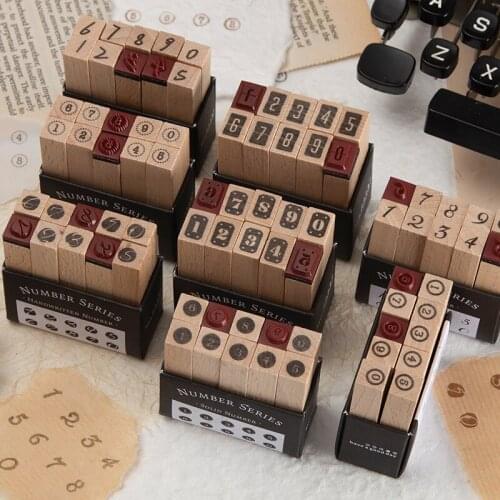 Vintage number series Retro Wood stamp DIY wooden rubber stamps Set for scrapbooking stationery scrapbooking standard stamp