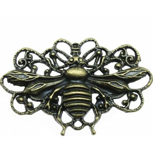 WYSIWYG 2pcs 45x29mm Vintage Big Bee Pendants Charm For Jewelry Making Antique Bronze Color Honey Bee Pendants Charm Bee