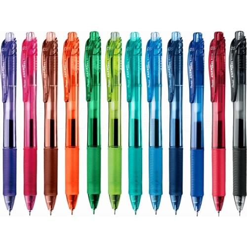 Japan Pentel Gel Pen 0.5 mm Retractable Multi Color Needle Tip Fast Dry Student Writing Pen School Office Stationery BLN105