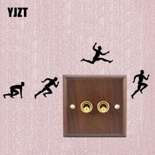 YJZT Runners Jumping Men Sport Vinyl Wall Sticker Light Switch Decals 8SS-2459