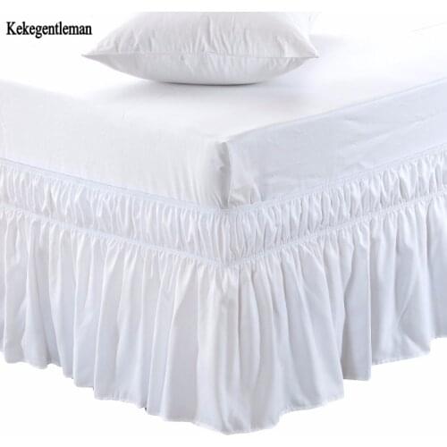 Single Bed Skirt Elastic Bed Ruffles Easy Fit Easy Off Fade Resistant Solid Color Bed Skirts Hotel Twin Queen King Size