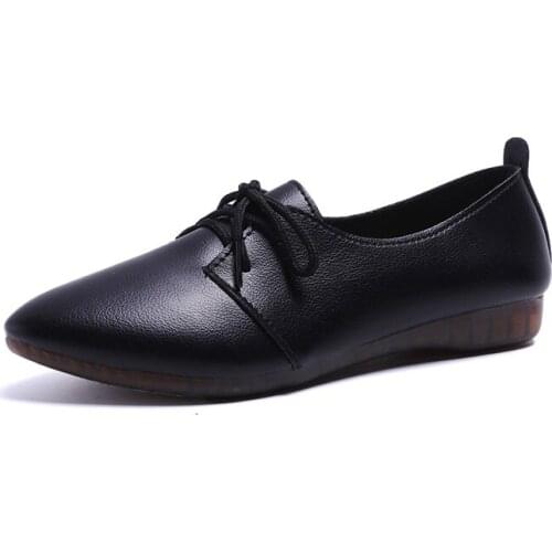Spring and autumn new summer comfortable single shoes womens casual flat bottom flat heel pointed lace up shoes