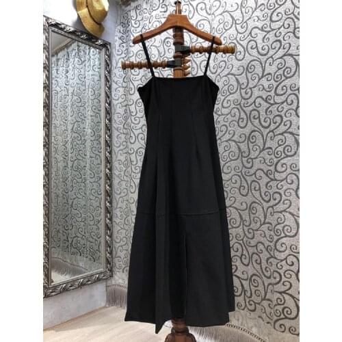 High Quality Strap Dress 2021 Summer Style Women Split Sexy Mid-Calf Length Casual Party Club Sexy Dress Black Girls Clothes
