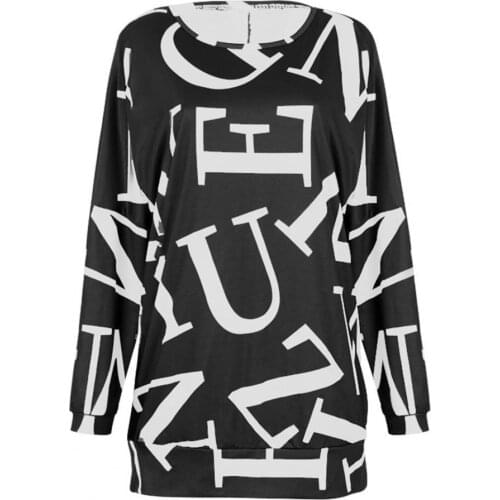 Women Fashion Casual Dress Letters Print Loose Spring Autumn Long Sleeve O Neck Dress Streetwear Dailywear Dating