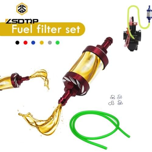 ZSDTRP Gasoline Filter 8mm+Oil Tube+Clamp Set Petrol Fuel Oil Filter Oil Tube Set For Pit Dirt Quad Bike Motorcycle ATV Scooter