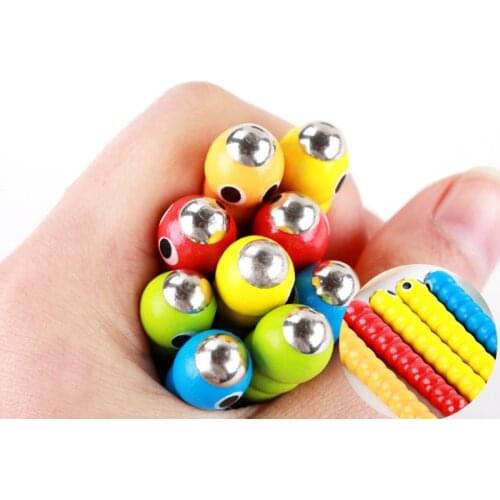 1 Wand + 5 Worms For Catch Worm Game Strawberry Grasping Baby Wooden Toys Drop Ship