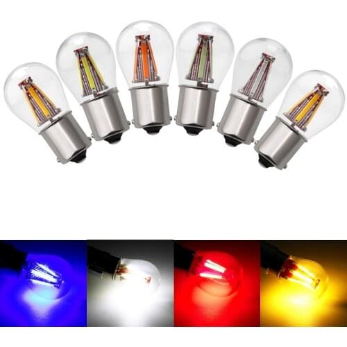 1pcs 1156 P21W BA15S 1157 BAY15D COB LED Filament Chip Car Brake Lights Auto Reverse Bulb Parking Lamp 12V Red White Yellow