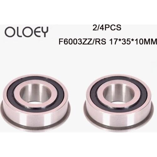 2/4PCS F6003 F6003RS ZZ Bearing F6003-2RS 17*35*10 mm ABEC-1 Flange Ball Bearings F6003-RS ZZ Garden Cart Wheel Bearing
