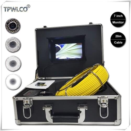20m High Quality Cable 23mm Sewer Camera Head With 12pcs LED Lights 7inch Monitor Industrial Pipeline Endoscope Camera System