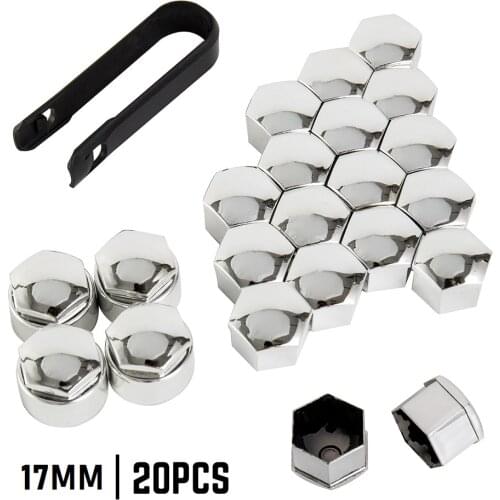 20pcs 17mm Car Wheel Nut Bolt Head Cover Protective Bolt Caps Dust Proof Rims Exterior Decoration Protecting Bolt Rims Silver