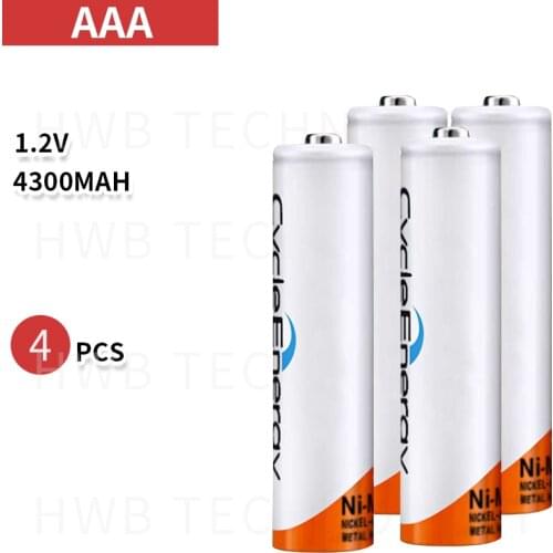 4Pcs/Lot Original Brand New NI-MH AAA 3A Rechargeable Batteries 1.2V 4300mAh Rechargeable Battery Free Shipping