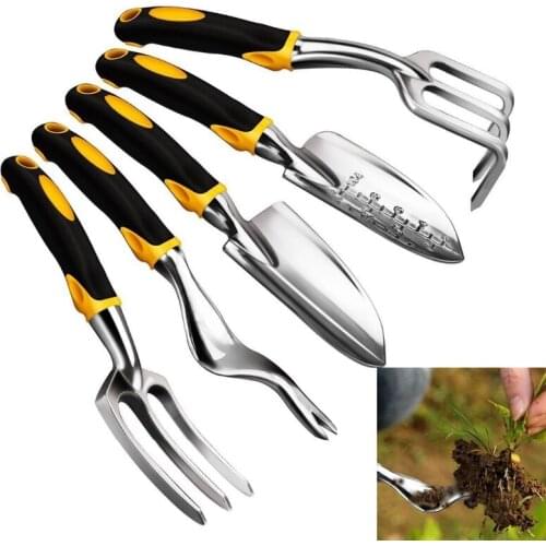 5Pcs Gardening Tools Set Including Trowel Transplanted Cultivator Weeder Weeding Fork Garden Tools with Heavy Duty Cast-al