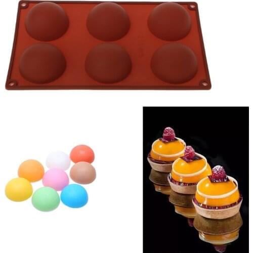 6 Cavities Large Hemisphere Cake Dome Mould Chocolate Silicone Baking Mold Tray