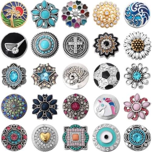 6pcs/lot Valentines Gift Vintage Bracelets Rhinestone Snap Button Bracelet for Women Fit 18mm Snap Button Jewelry