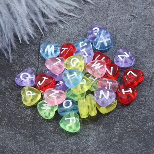 100Pcs Acrylic Heart Beads Alphabet Letter Beads DIY Jewelry Making Bracelet Necklace Accessories