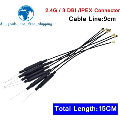 10Pcs/lot 2.4GHz WIFI Antenna 3dbi Ufl IPX Connector Brass Inner Aerial 15cm Length 1.13 Cable HLK-RM04 ESP-07